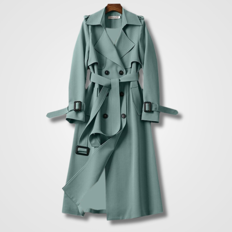 Trench donna vintage autunnale, classico ed elegante, perfetto per primavera e autunno.