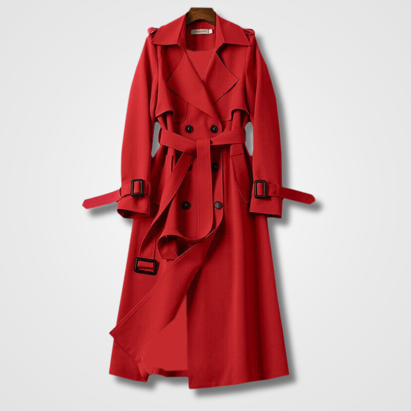 Modella indossa trench autunnale vintage donna, look elegante e classico per ogni occasione.