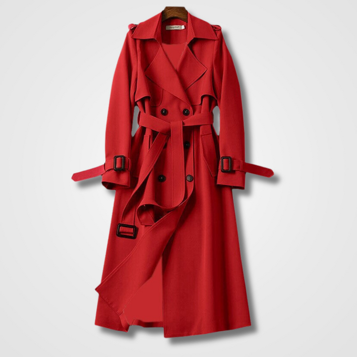 Modella indossa trench autunnale vintage donna, look elegante e classico per ogni occasione.