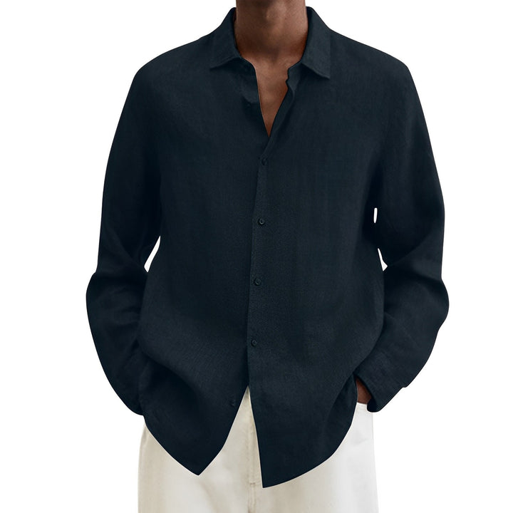 Trama tessuto camicia uomo manica lunga. Alta qualità per comfort e durata, stile elegante-casual.