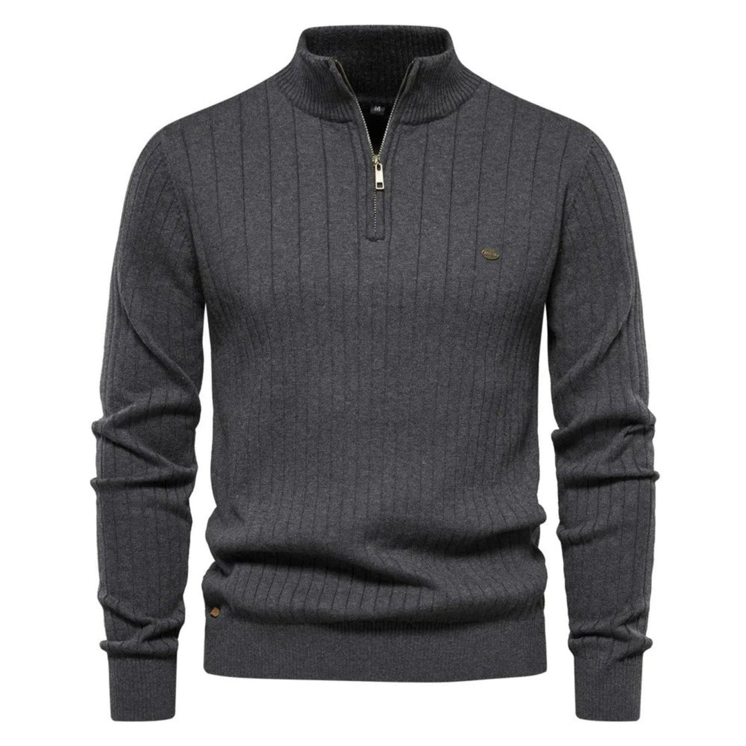 Maglione leggero da uomo Liam, pullover casual con quart-zip, perfetto per il comfort autunnale.