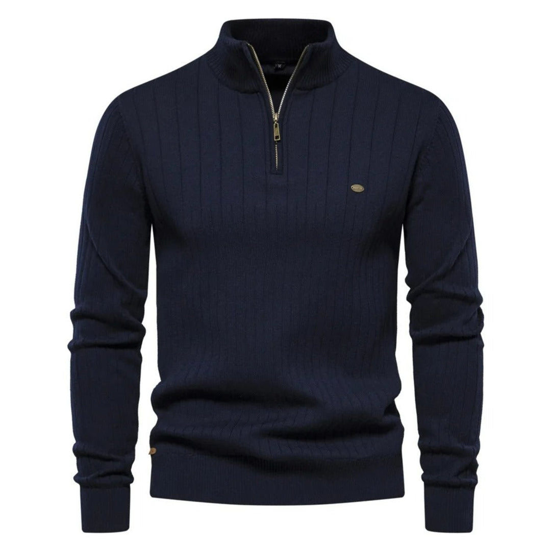 Maglione uomo Liam in tessuto leggero, pullover a quart-zip per un comfort casual e uno stile autunnale.