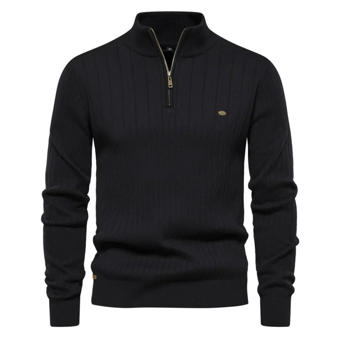 Maglione leggero uomo Liam, pullover casual con mezza zip e maniche lunghe, ideale per l'eleganza autunnale.