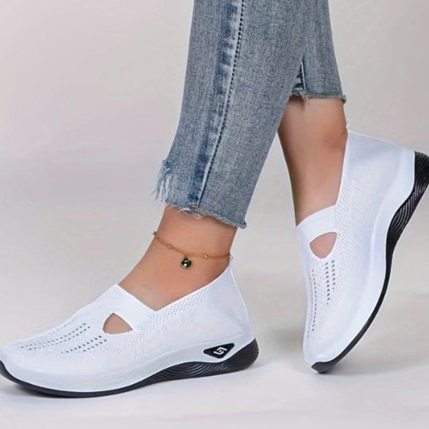 Comfort piedi: sneakers donna ortopediche traspiranti slip-on con supporto arco per camminata e passeggio.