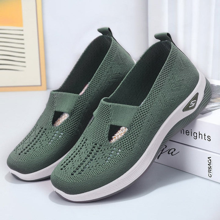 Scarpe ortopediche donna, struttura ventilata traspirante, slip-on per camminata e supporto piedi.