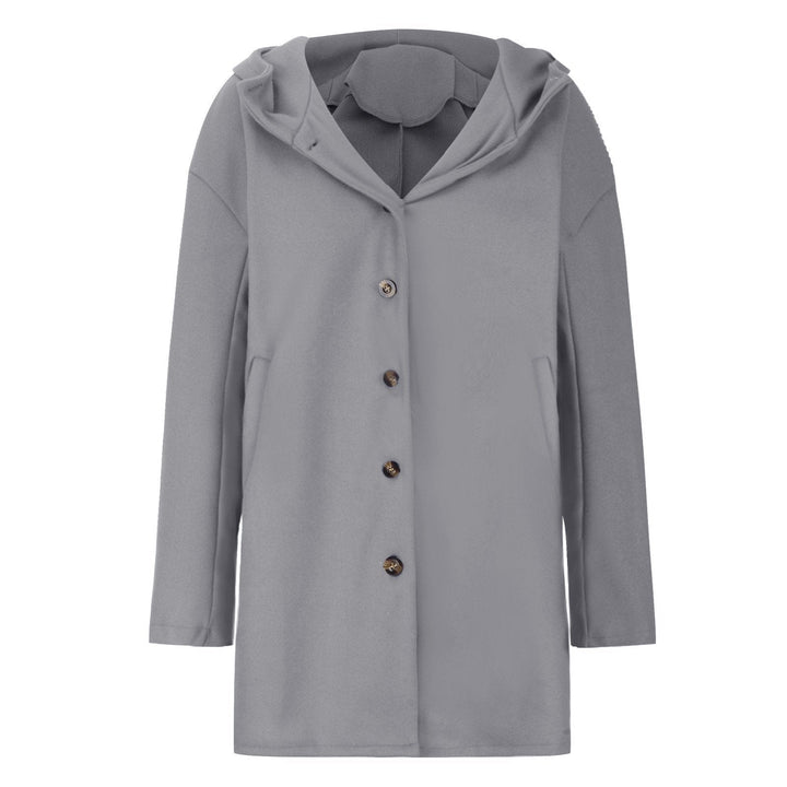 Cappotto donna di moda per autunno/inverno, classico ed elegante, con bottoni decorativi e ampie tasche.