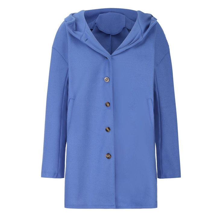 Elegante cappotto donna autunnale con bottoni frontali e tasche laterali. Ideale per un look sofisticato.