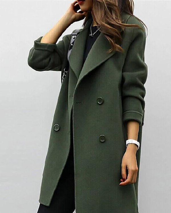 Cappotto trench autunnale-invernale da donna, chic e versatile, con cintura.
