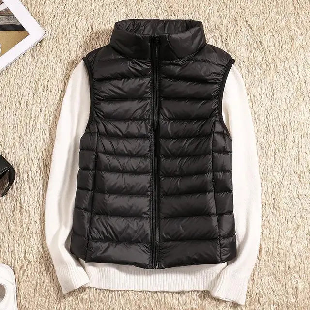 Gilet donna leggero e caldo senza maniche per autunno inverno, stile casual.