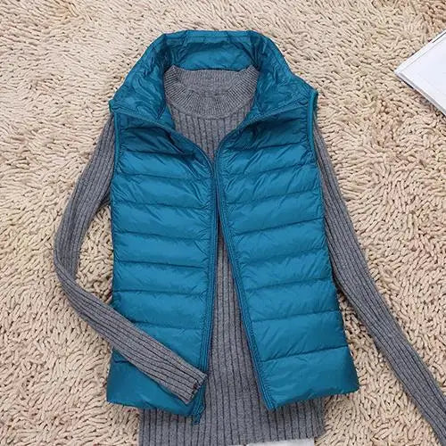 Elegante gilet leggero donna per autunno, senza maniche, perfetto per stratificazione.