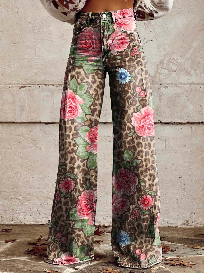 Pantaloni donna vita alta, larghi, floreali, palazzo. Ideali per primavera, estate, comodi ed eleganti.