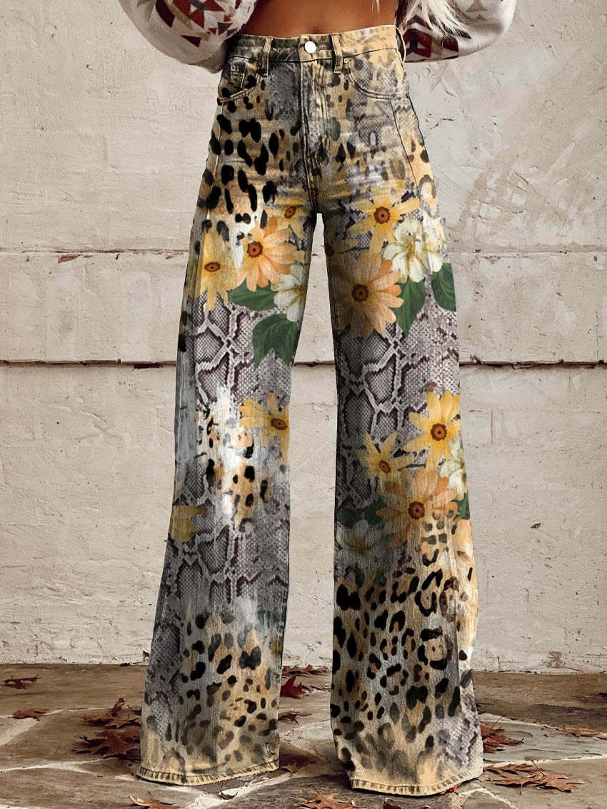 Pantaloni floreali da donna casual-eleganti, perfetti per ogni stagione, stile palazzo comodo e chic.