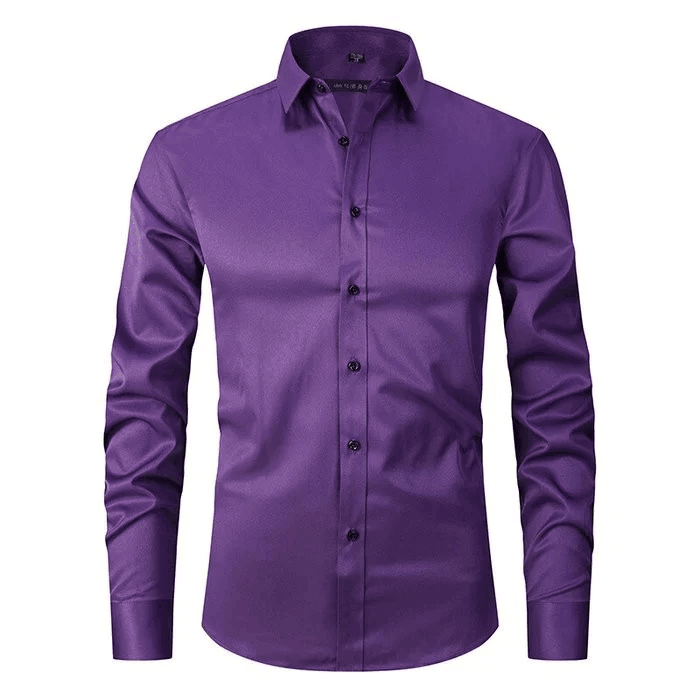 Camicia elegante uomo per cerimonie o lavoro, con collo classico, tessuto morbido anti-piega.