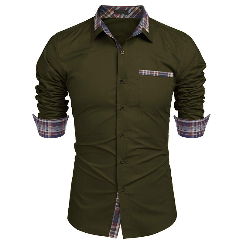 Moda uomo primavera: Camicia slim fit a quadri, colletto revers. Stile elegante e casual per ogni occasione.