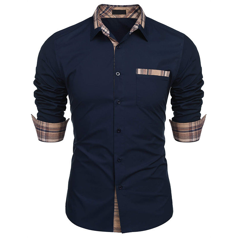 Versatile camicia uomo slim fit a quadri con colletto revers. Perfetta per outfit eleganti o casual, primavera/autunno.