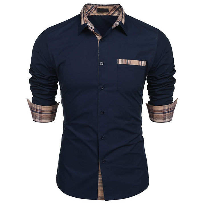 Versatile camicia uomo slim fit a quadri con colletto revers. Perfetta per outfit eleganti o casual, primavera/autunno.