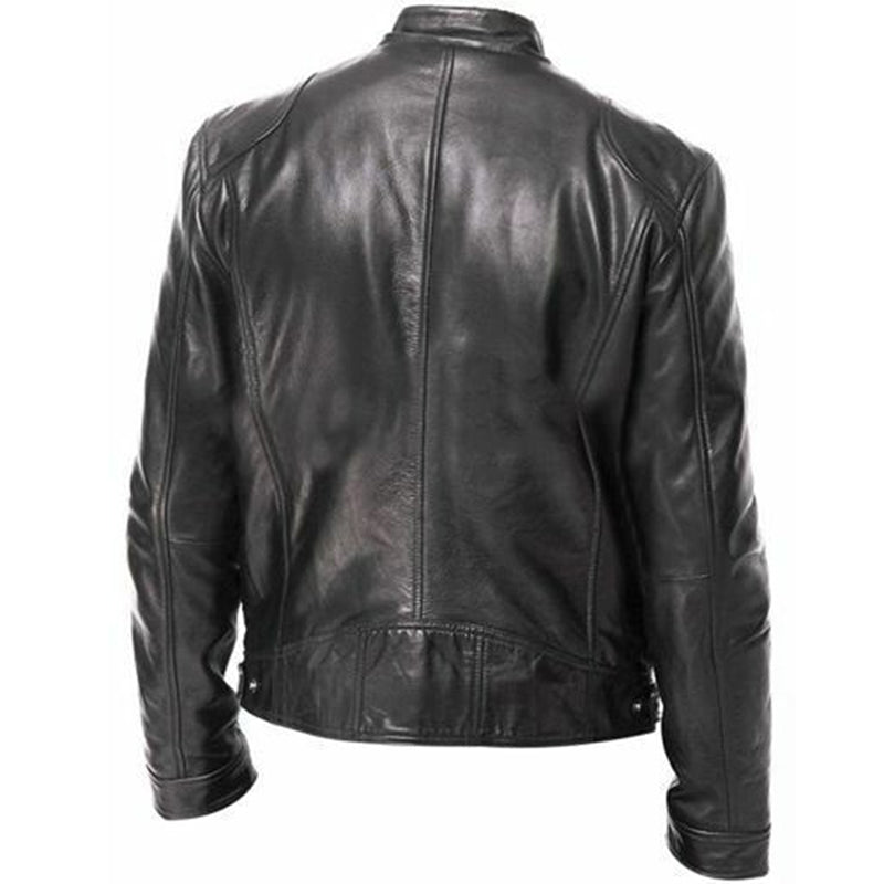 Giacca biker uomo autunnale slim fit versatile con zip, un capospalla moderno e di tendenza.