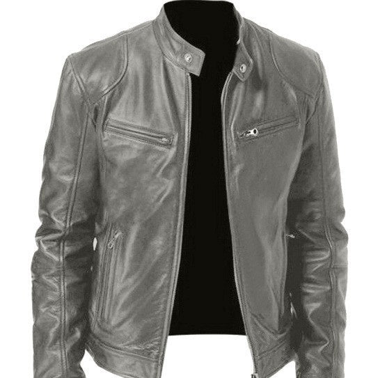 Giacca uomo slim fit autunnale con zip, capospalla biker moderno e versatile per un look di tendenza.