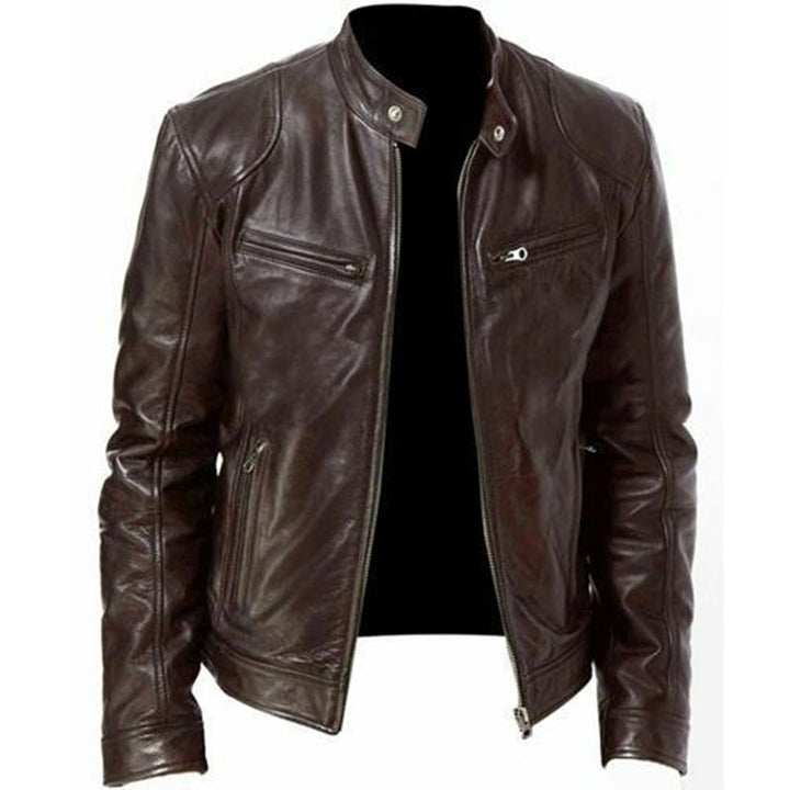 Giacca slim fit uomo con zip, stile moderno e confortevole, ideale per il guardaroba maschile autunnale.
