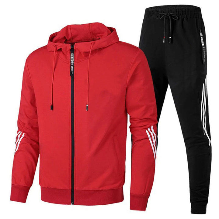 Completo tuta uomo moda, con felpa e pantaloni sportivi casual. Stile versatile per un look contemporaneo.