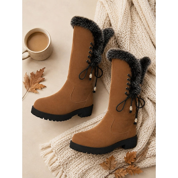 Stivali invernali donna, perfetti per autunno/inverno, con pelliccia ecologica e suola aderente.