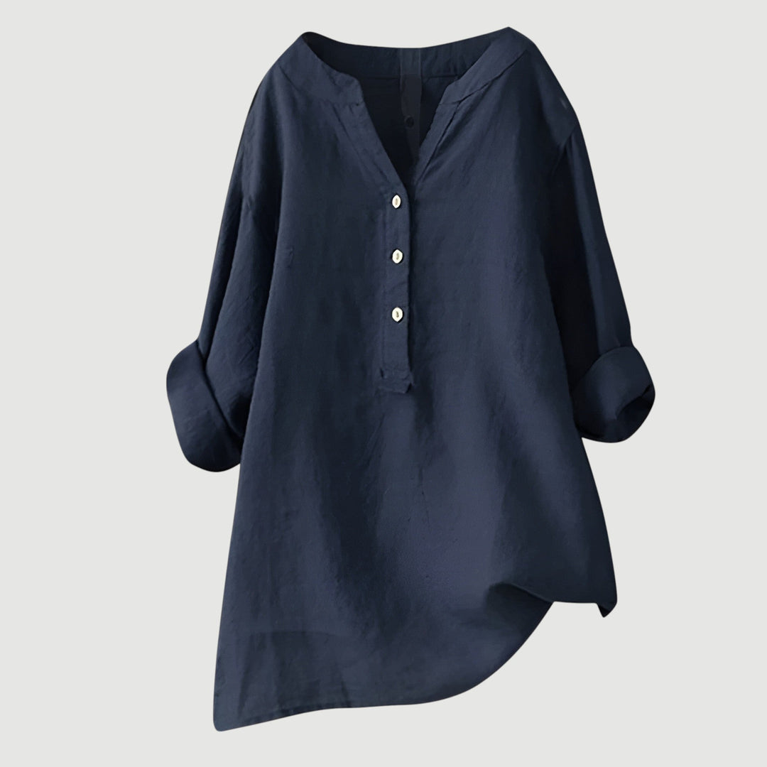 Camicia casual donna in cotone per l'estate, stile rilassato e massima traspirabilità.