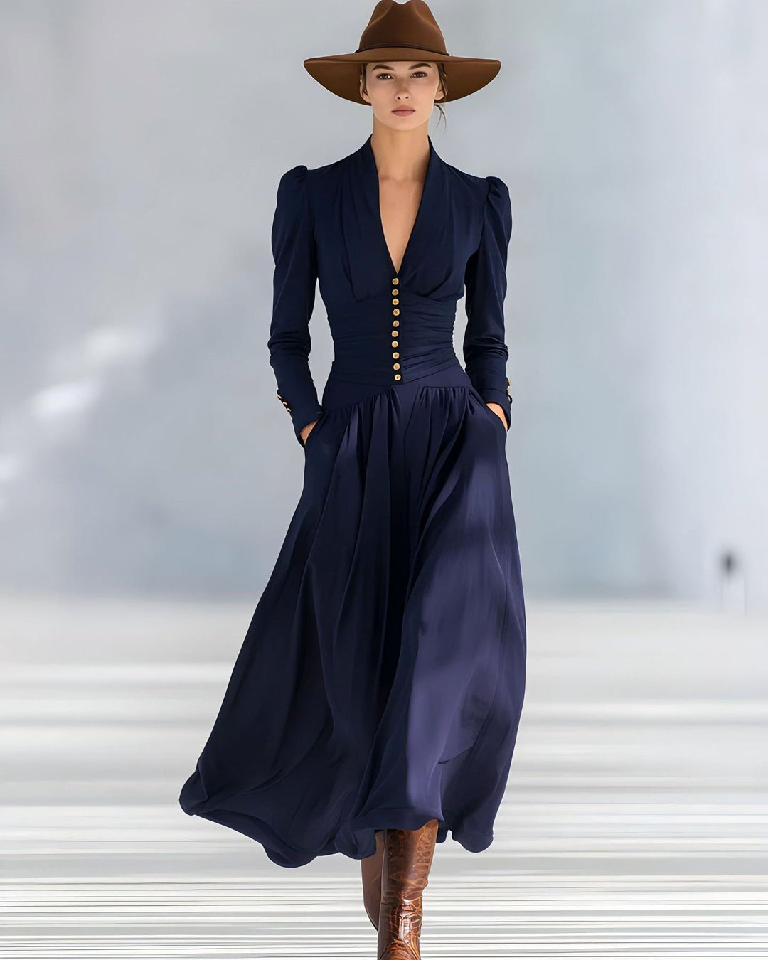 Vestito donna aderente a vita alta, con gonna midi plissettata. Eleganza autunnale tinta unita, moda versatile.