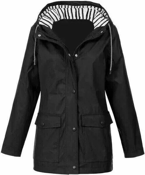 Giacca moda femminile impermeabile, leggera e con cappuccio, versatile per ogni outfit casual.
