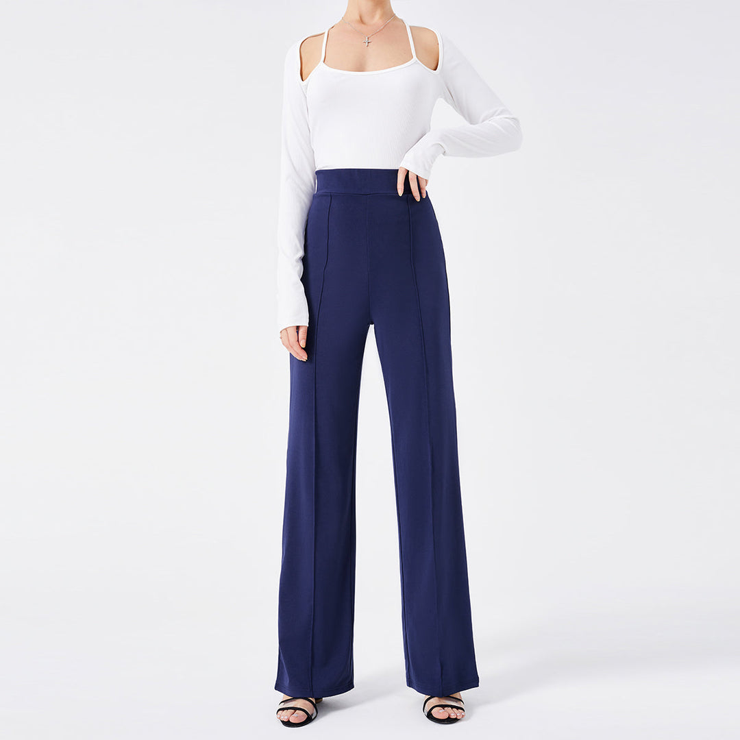 Pantaloni a zampa donna tinta unita, vita alta e slim fit, un capo versatile per ogni stagione.