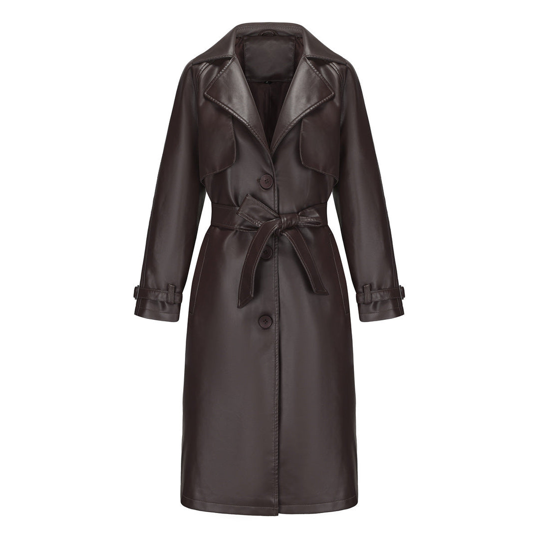Cappotto lungo trench donna, con cintura, revers a punta, un classico indispensabile di stile.