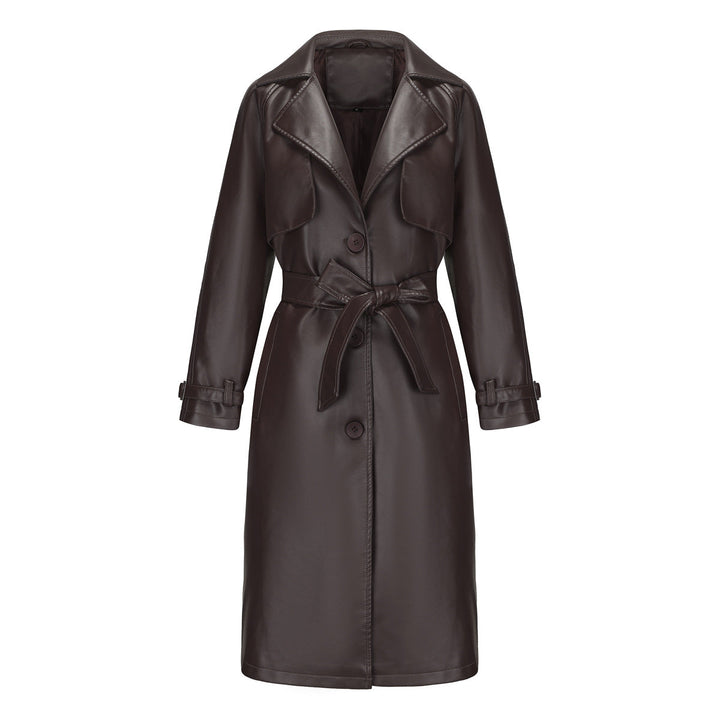 Cappotto lungo trench donna, con cintura, revers a punta, un classico indispensabile di stile.