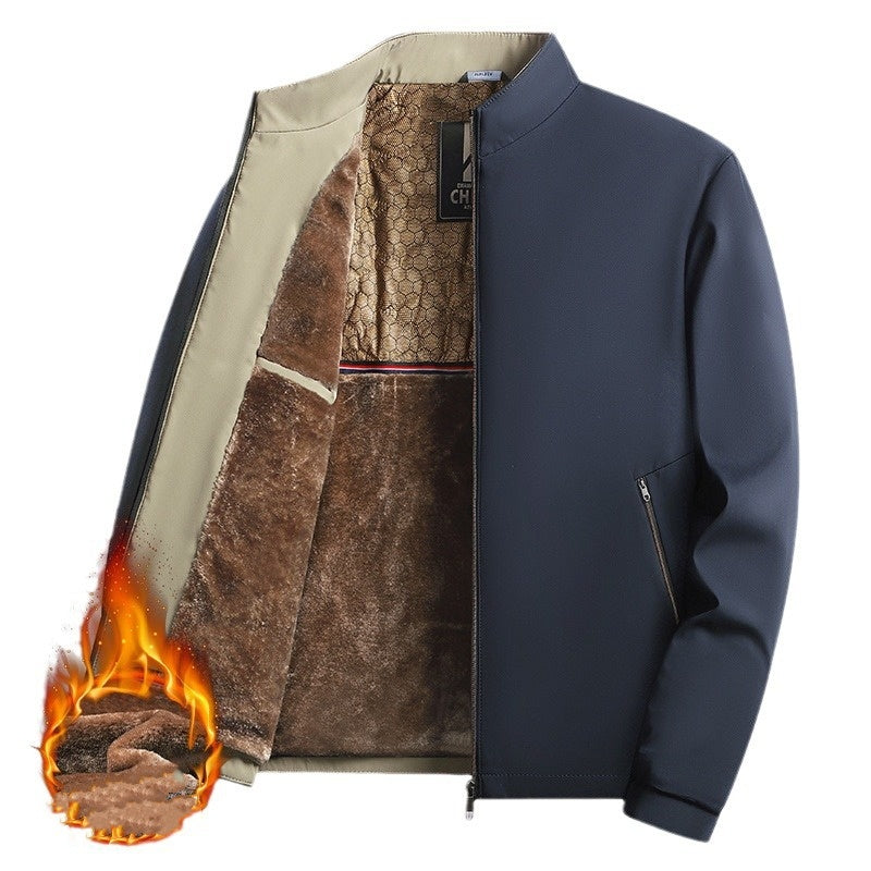 Giacca uomo invernale per freddo intenso, con collo alto e cerniera, abbigliamento casual.