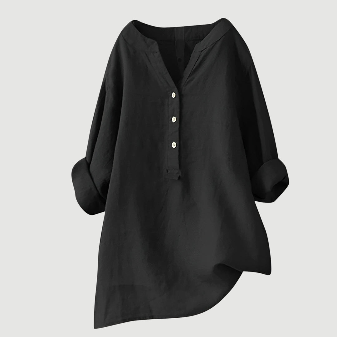 Camicia estiva rilassata da donna, design casual chic, tessuto di cotone traspirante.