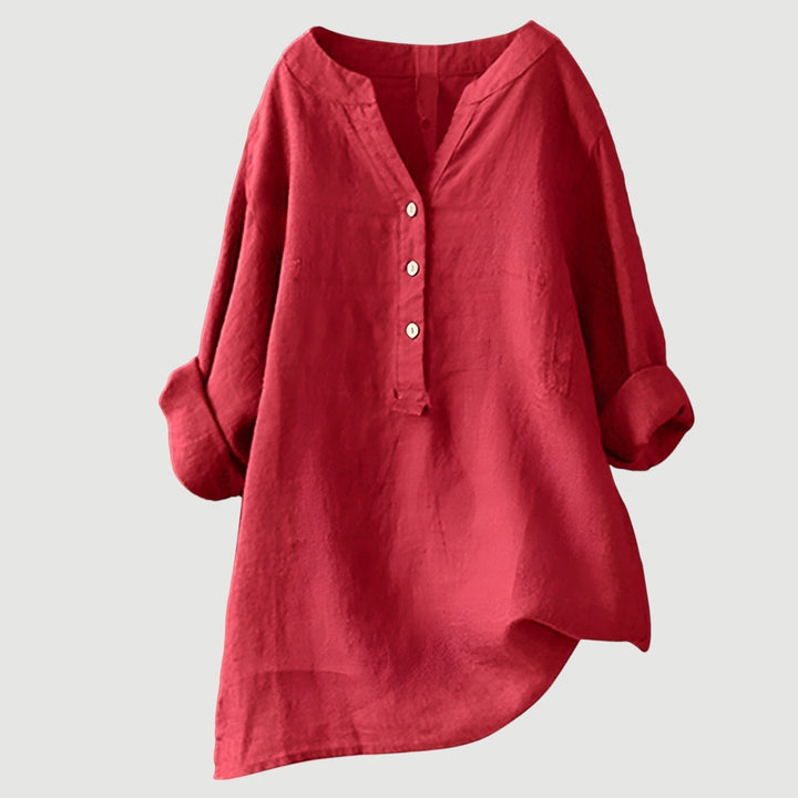Camicia donna estiva in cotone leggero, stile rilassato.