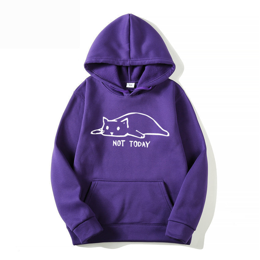 Hoodie donna moda autunno/inverno, con stampa gatto vivace e lacci regolabili. Stile streetwear comodo.