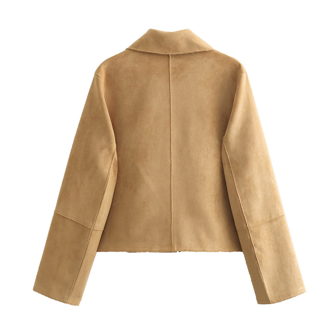 Giacca donna versatile con colletto quadrato. Outerwear elegante e con tasche, ideale per abbigliamento femminile.