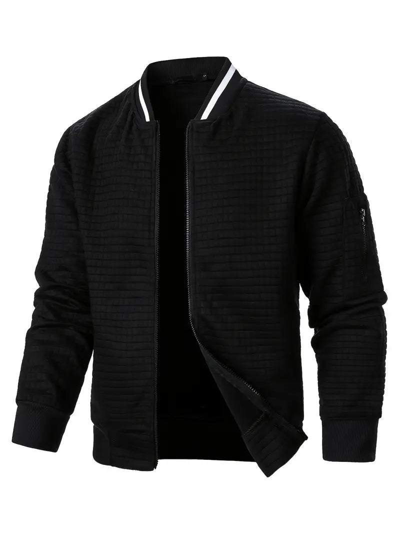 Giacca uomo con cerniera, leggera e versatile per outfit autunnali.