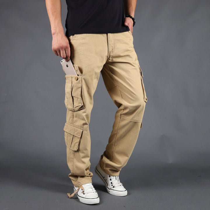 Pantaloni cargo da uomo con stile outdoor, gamba dritta e tasche laterali capienti per l'essenziale.