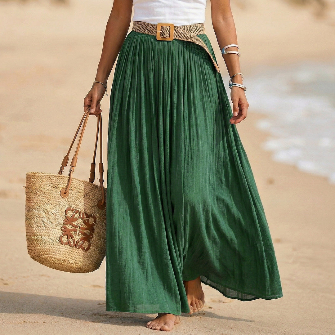 Vestito estivo elegante, maxi e svasato con vita morbida. Per un comfort senza pari in estate.