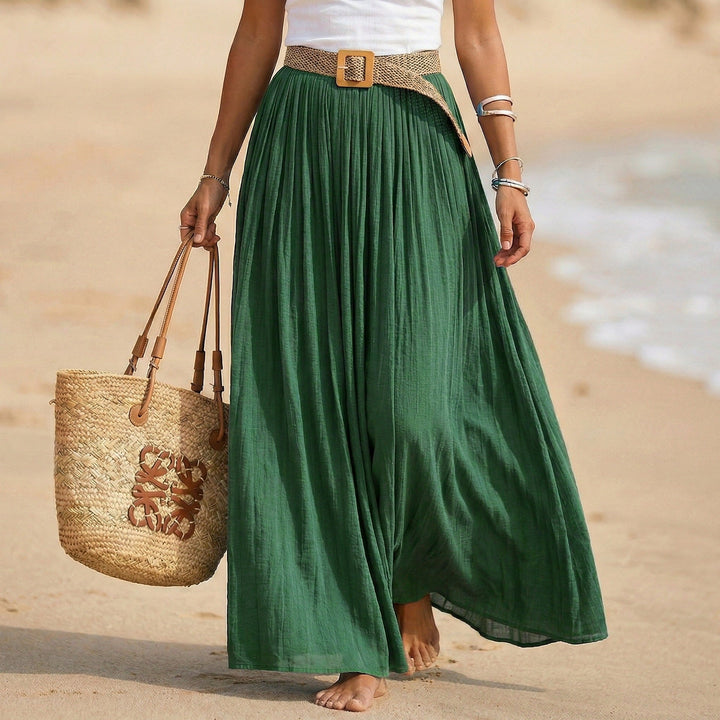 Vestito estivo elegante, maxi e svasato con vita morbida. Per un comfort senza pari in estate.