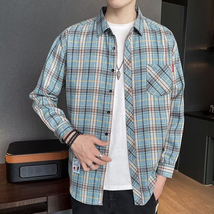 Camicia uomo slim fit scozzese a maniche lunghe, must-have per la moda uomo di primavera.