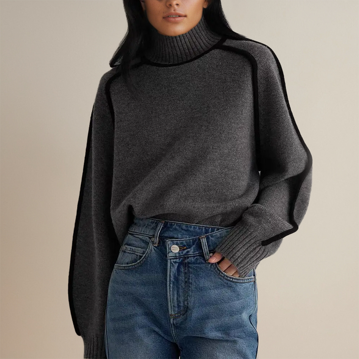 Caldo maglione dolcevita donna oversize, stile comodo e moda inverno. Perfetto per il freddo.