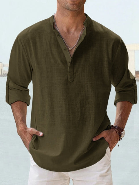 Camicia uomo a maniche lunghe, ideale per ogni occasione estiva, unisce stile e comfort.