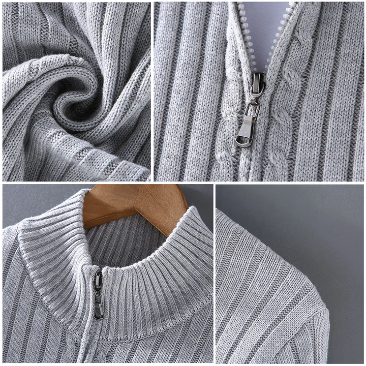 Elegante cardigan da uomo con cerniera, design a coste, un capo classico e di moda per ogni occasione.
