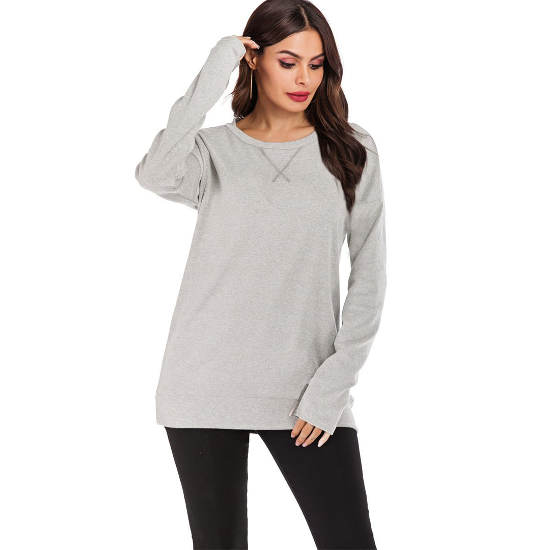 Maglione casual donna a tinta unita, maniche lunghe, comodo per ogni occasione.