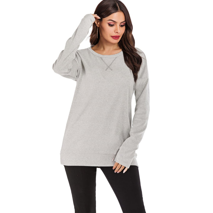 Maglione casual donna a tinta unita, maniche lunghe, comodo per ogni occasione.