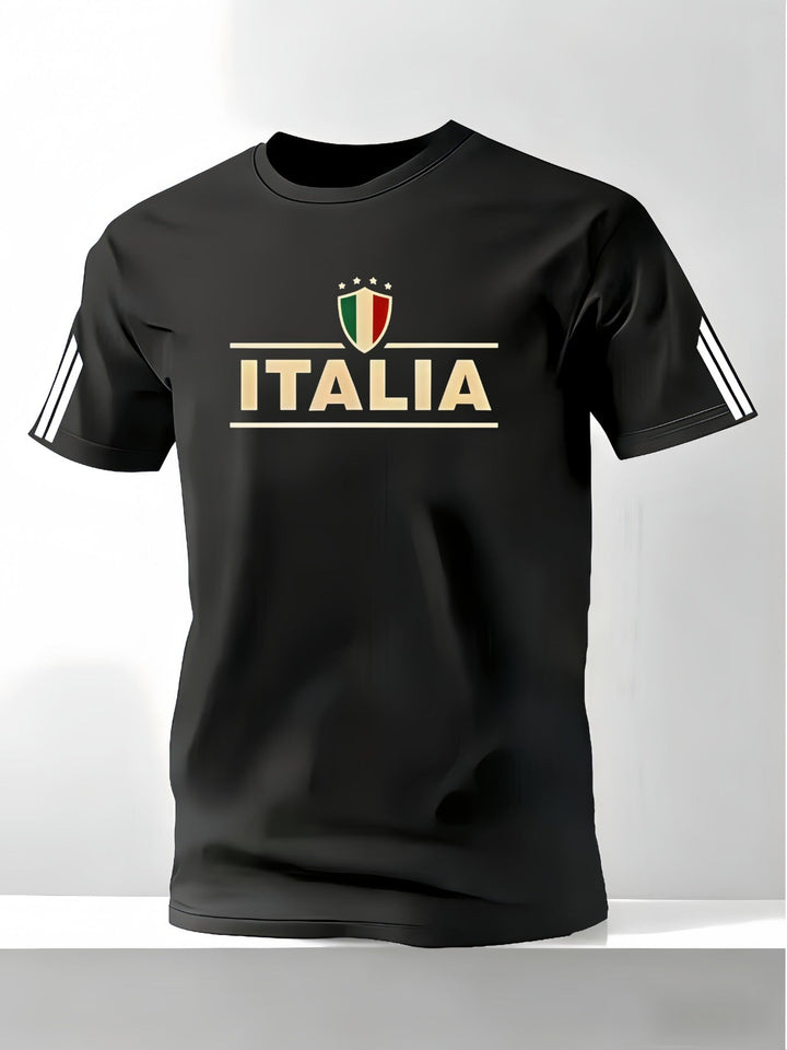 T-shirt blu navy uomo, girocollo e maniche corte. Perfetta per look casual quotidiano e moda estiva.