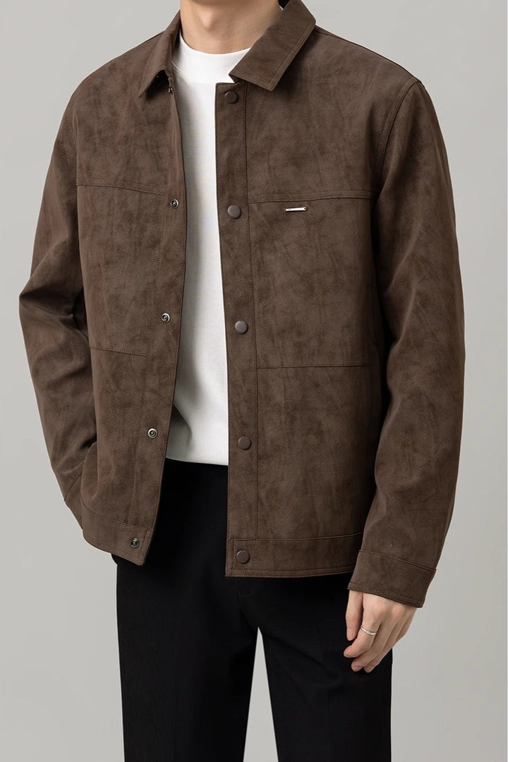 Giacca moderna leggera uomo, taglio corto per autunno. Look casual chic, disponibile in nero o bordeaux oversize.