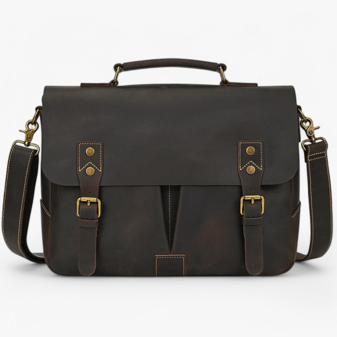 Borsa donna portadocumenti porta laptop marrone scuro, ideale per l'ufficio e viaggi di lavoro.