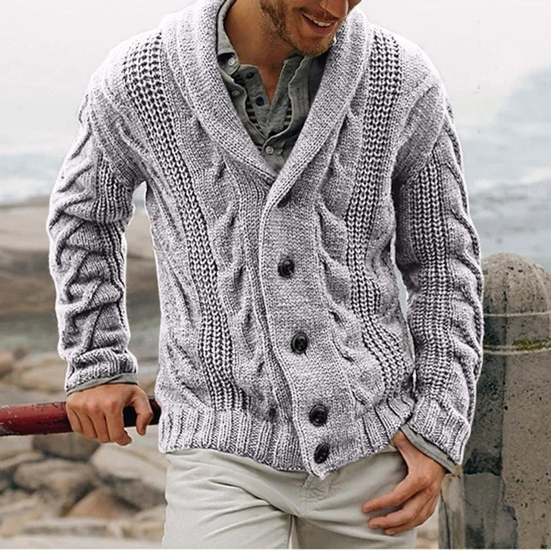 Elegante maglione da uomo con bottoni, un versatile cardigan autunnale per uno stile confortevole.